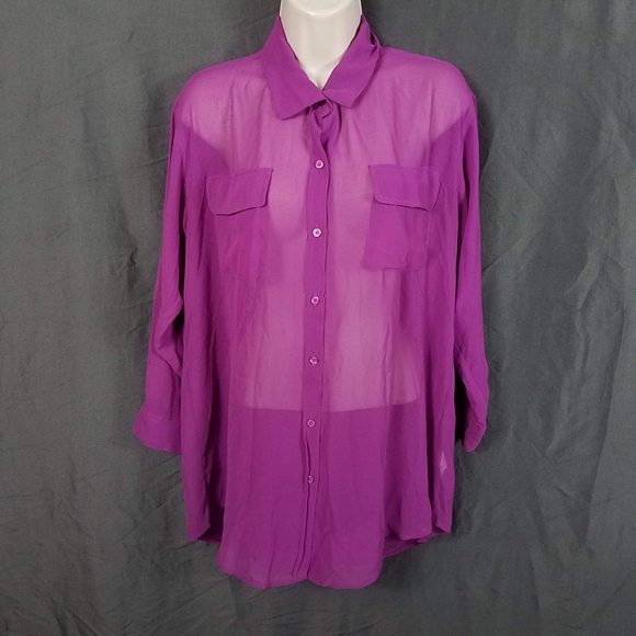 CAbi Purple Passion Sheer Large Blouse - Picture 6 of 13